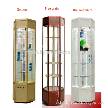 6Angles Glass Revolving/Rolling Showcase/Cabinet